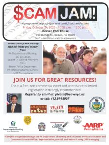Scam Jam Workshop: Protect Yourself from Scams @ Beaver Borough Pool House Civic Center
